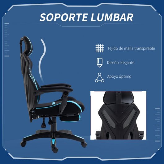 Vinsetto Silla Gaming con Altura Ajustable Azul