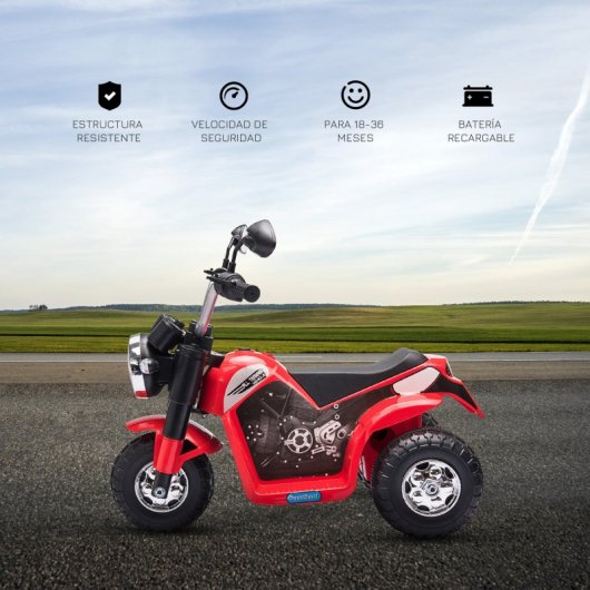 Homcom Moto Eléctrica Tres Ruedas con Bocina Roja