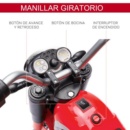 Homcom Moto Eléctrica Tres Ruedas con Bocina Roja
