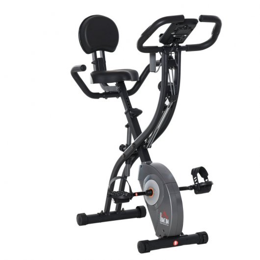 Homcom Bicicleta Estática Plegable Negra/Gris
