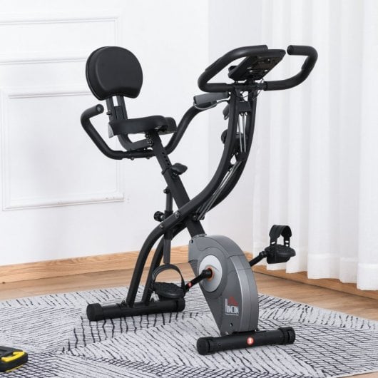 Homcom Bicicleta Estática Plegable Negra/Gris