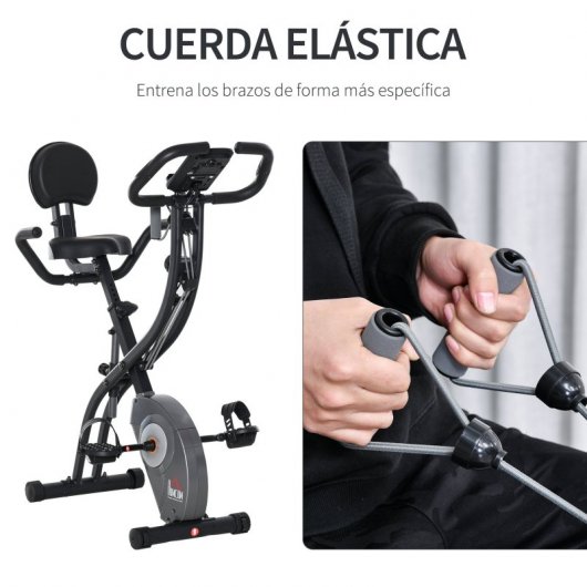 Homcom Bicicleta Estática Plegable Negra/Gris