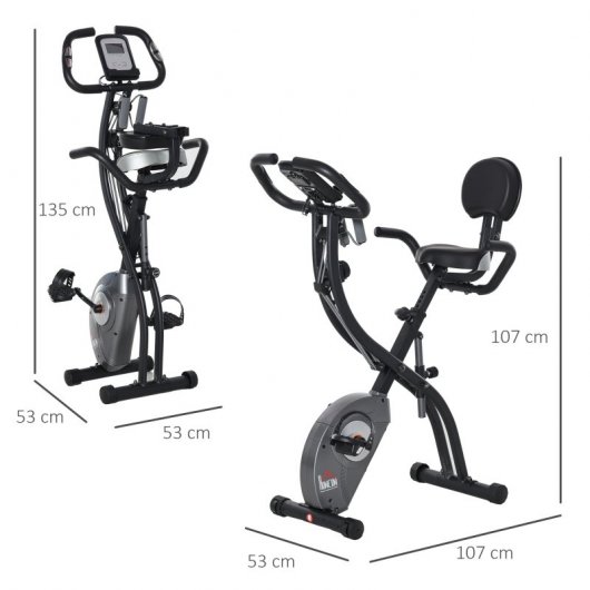 Homcom Bicicleta Estática Plegable Negra/Gris