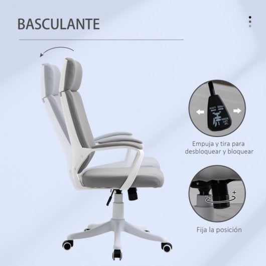 Vinsetto Silla de Oficina con Reposacabezas Gris