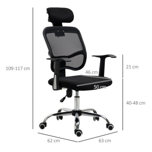 Vinsetto Silla de Oficina con Reposacabezas Negra