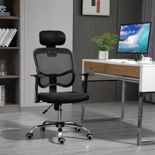 Vinsetto Silla de Oficina con Reposacabezas Negra