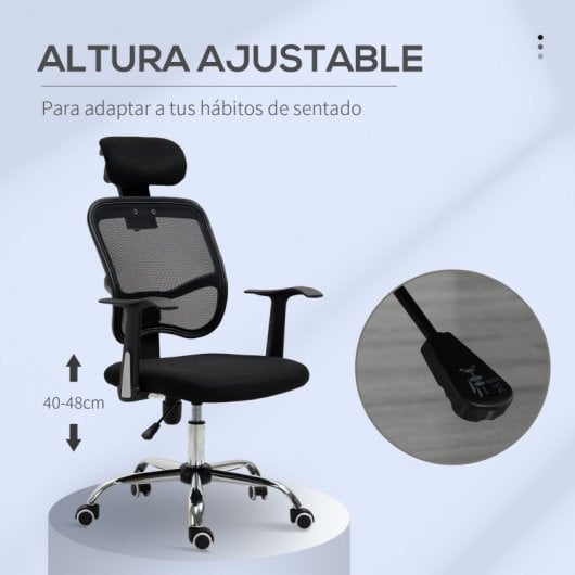 Vinsetto Silla de Oficina con Reposacabezas Negra