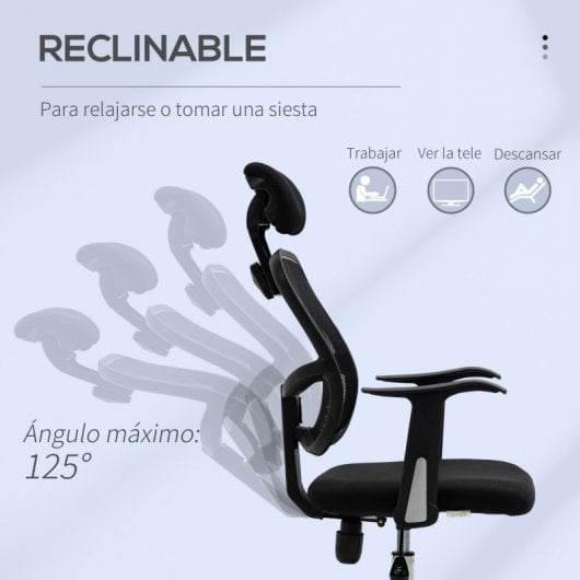 Vinsetto Silla de Oficina con Reposacabezas Negra