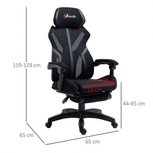 Vinsetto Silla Gaming con Altura Ajustable Negra