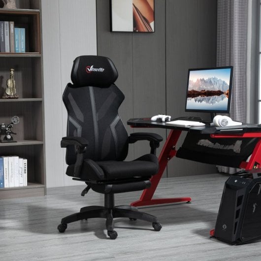 Vinsetto Silla Gaming con Altura Ajustable Negra