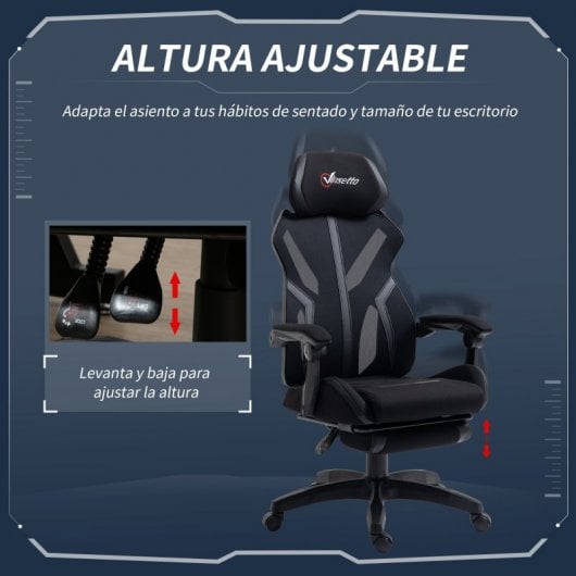 Vinsetto Silla Gaming con Altura Ajustable Negra