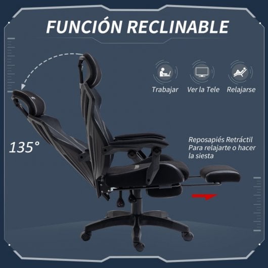 Vinsetto Silla Gaming con Altura Ajustable Negra