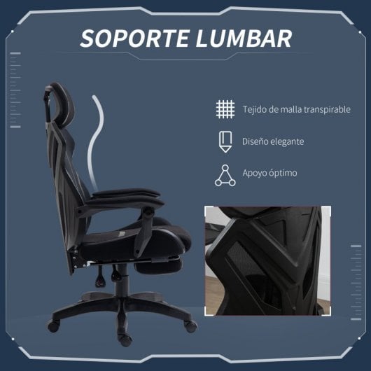 Vinsetto Silla Gaming con Altura Ajustable Negra