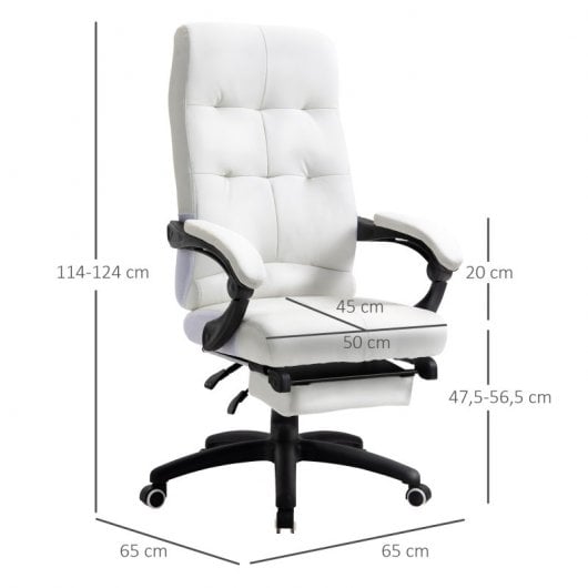 Vinsetto Silla de Oficina Función de Inclinación Reposapiés 65x65x125 cm Blanca