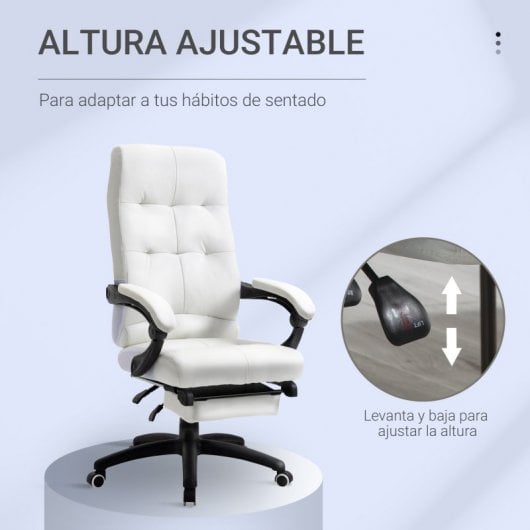 Vinsetto Silla de Oficina Función de Inclinación Reposapiés 65x65x125 cm Blanca