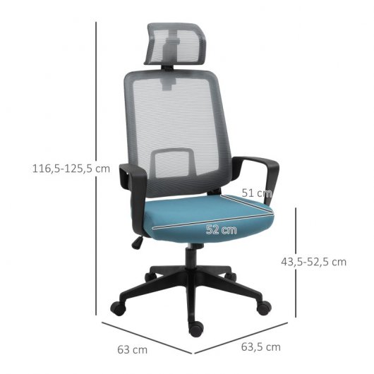 Vinsetto Silla de Oficina Giratoria con Reposacabezas Regulable