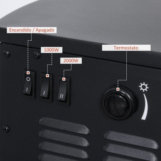 Homcom Chimenea Eléctrica Portátil con Efecto Llama 2000W