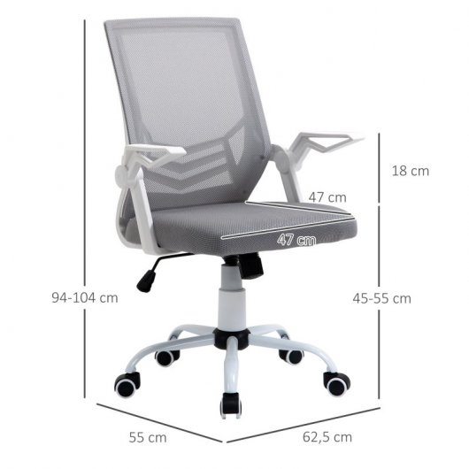 Vinsetto Silla de Oficina Giratoria con Reposabrazos Gris