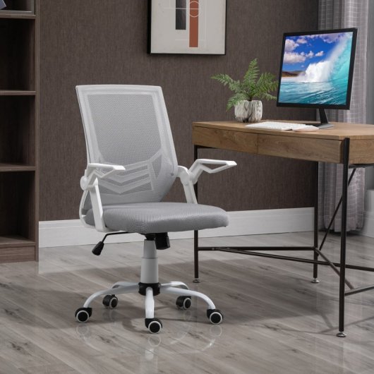 Vinsetto Silla de Oficina Giratoria con Reposabrazos Gris
