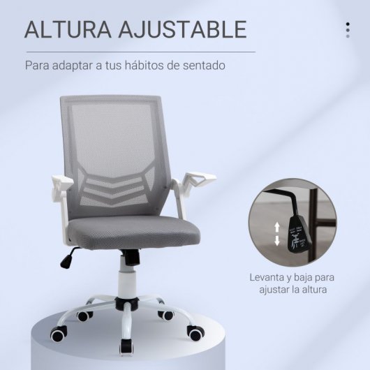 Vinsetto Silla de Oficina Giratoria con Reposabrazos Gris