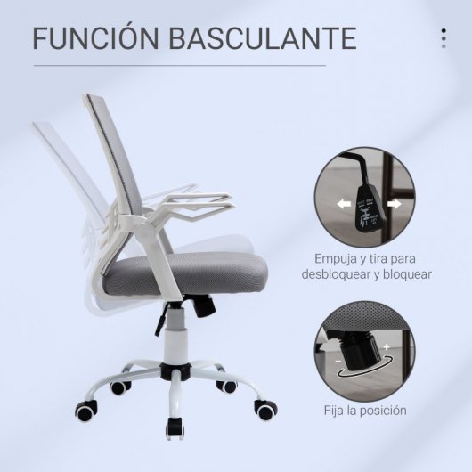 Vinsetto Silla de Oficina Giratoria con Reposabrazos Gris