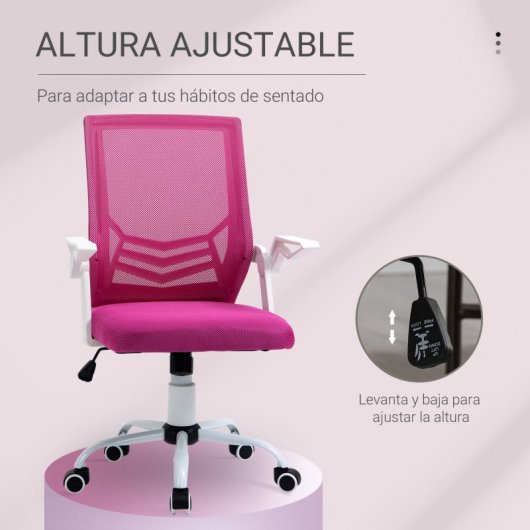 Vinsetto Silla de Oficina con Reposabrazos Rosa
