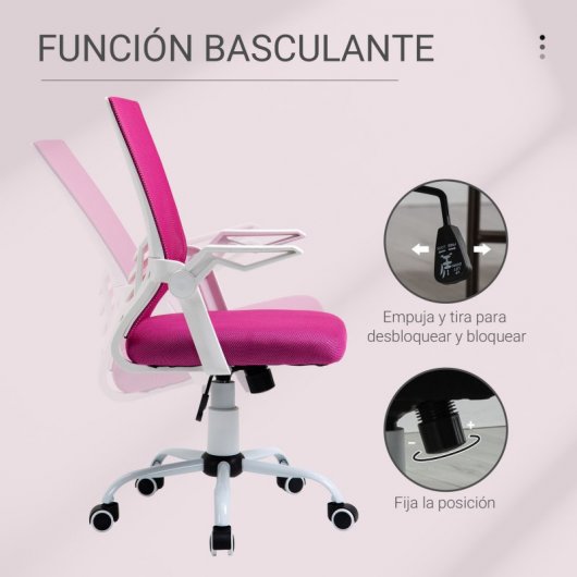 Vinsetto Silla de Oficina con Reposabrazos Rosa