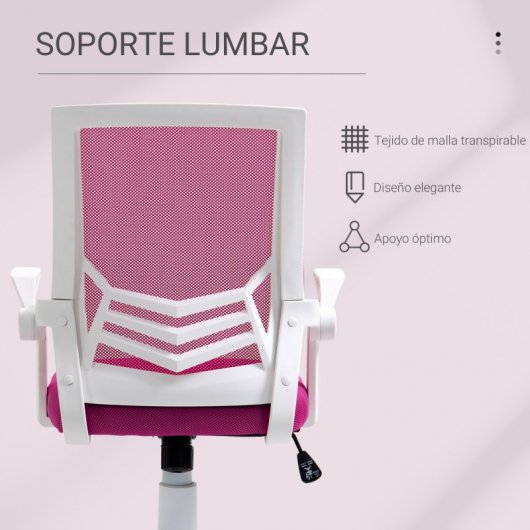 Vinsetto Silla de Oficina con Reposabrazos Rosa