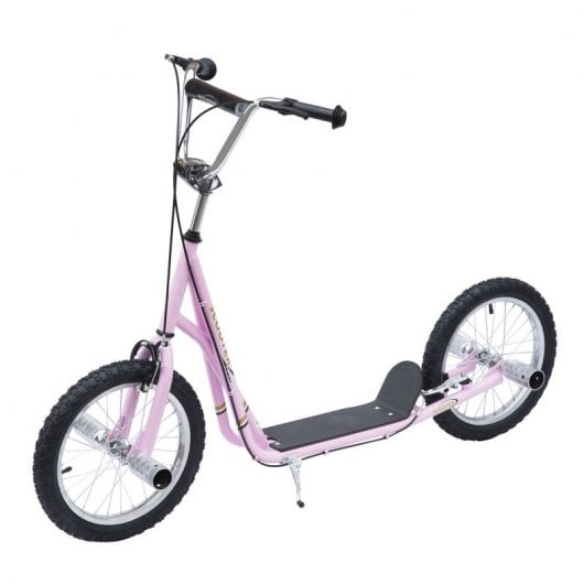 Homcom Scooter Patinete con Frenos y Manillar Ajustable Rosa