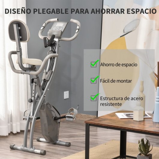 Homcom Bicicleta Estática Plegable Gris