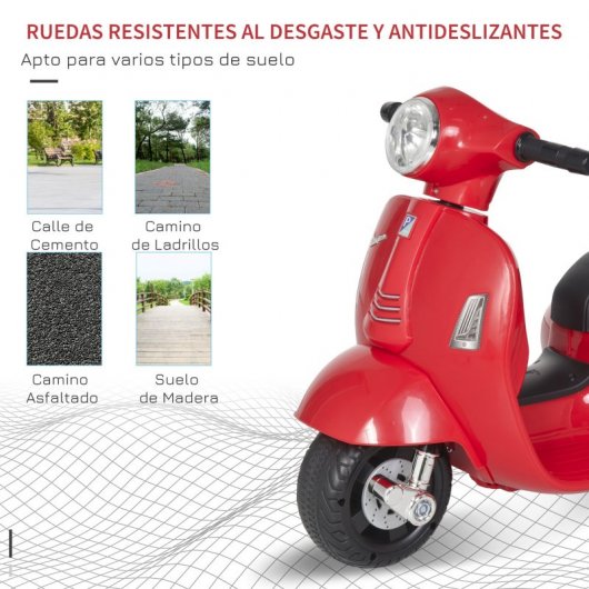 Homcom Vespa Moto Eléctrica con Bocina Roja