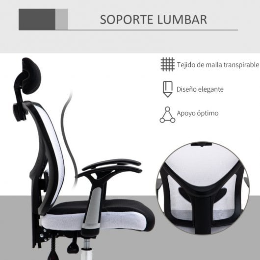 Vinsetto Silla de Oficina con Reposacabezas Blanca