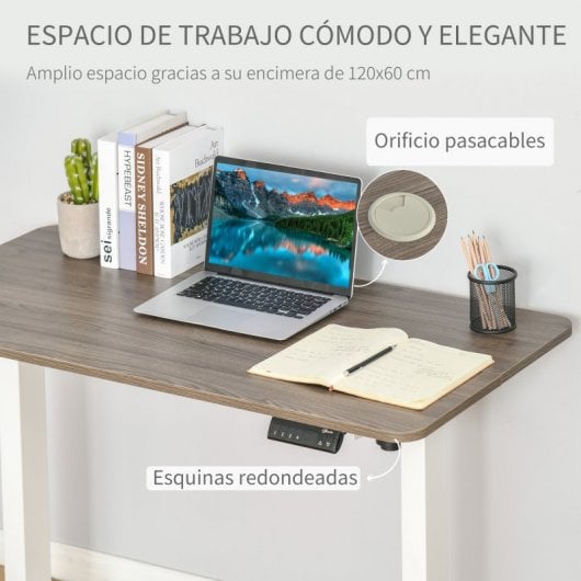 Vinsetto Mesa de Escritorio Eléctrico 120x60x116cm Blanco