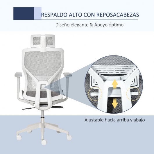 Vinsetto Silla de Oficina Ergonómica con Reposacabezas Gris