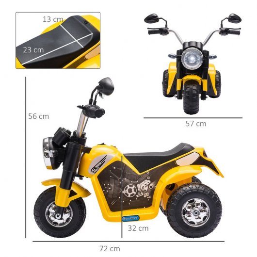 Homcom Moto Eléctrica Tres Ruedas con Bocina Amarilla
