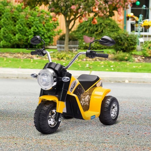 Homcom Moto Eléctrica Tres Ruedas con Bocina Amarilla