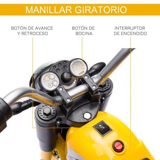 Homcom Moto Eléctrica Tres Ruedas con Bocina Amarilla
