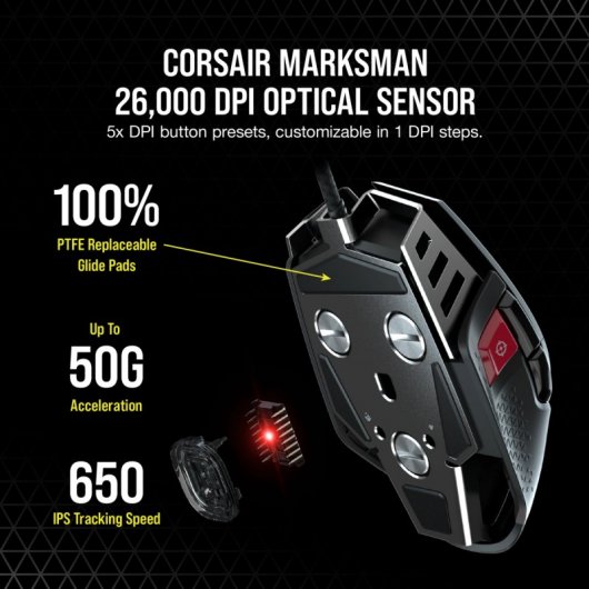 Corsair M65 RGB ULTRA Ratón Gaming 26000 DPI Negro