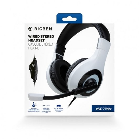 Big Ben Headset White Auriculares Estéreo con Cable para PS4/PS5 Blancos