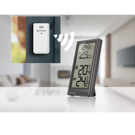 Bresser Meteo Temp Estación Meteorológica + Sensor Exterior Gris