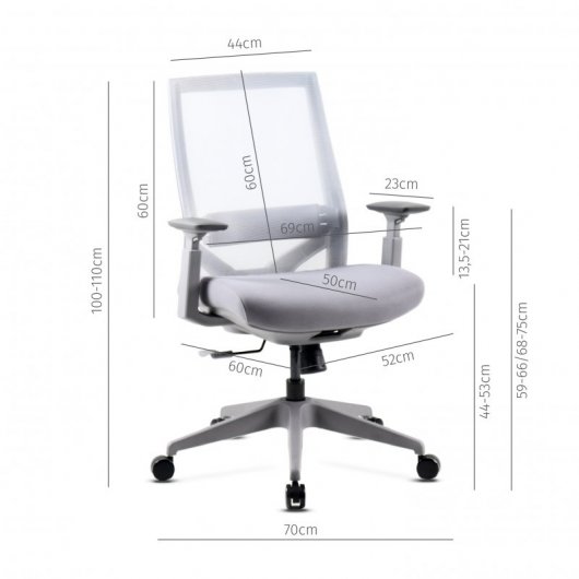 Mc Haus Vulcano Silla de Oficina Ergonómica Gris