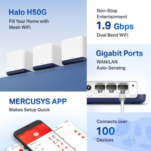 Mercusys Halo H50G (confezione 3) AC1900 Sistema WiFi Mesh Gigabit dual band