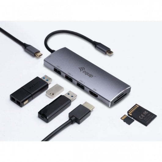 Equip 7en1 Hub USB-C a USB 3.0/ HDMI/ USB-C PD/ SD