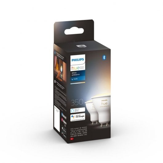 Philips Hue White Ambiance Confezione da 2 Lampadine LED Smart GU10 4,3W Luce Bianca Calda/Fredda