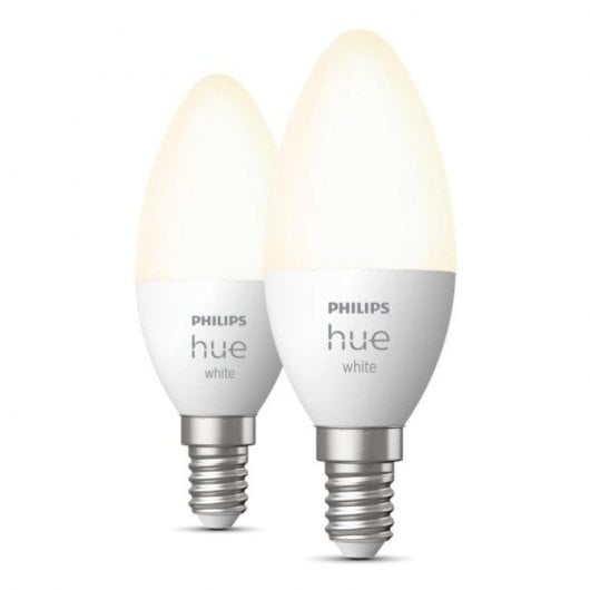 Philips Hue White Confezione da 2 lampadine LED intelligenti a candela E14 5,5 W luce bianca calda