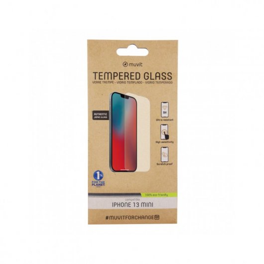 Muvit for Change Protector Pantalla Cristal Templado Plano para iPhone 13 Mini