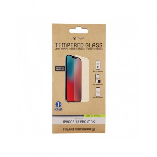 Muvit for Change Protector Pantalla Cristal Templado Plano para iPhone 13 Pro Max