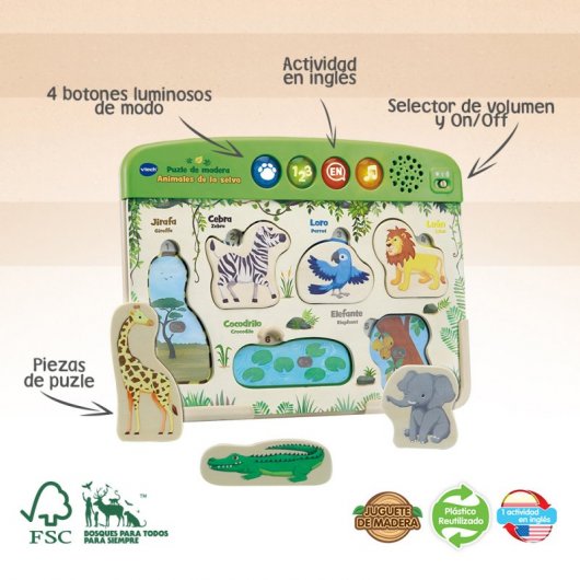 VTech Puzzle en bois Animaux de la jungle