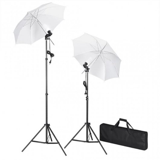 vidaXL Kit de Estudio Fotográfico con Lámparas + Sombrillas + Fondos + Reflector
