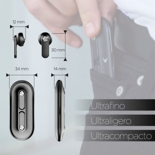 Mobile Tech Leaf Auriculares Sem Fios com Microfone Pretos